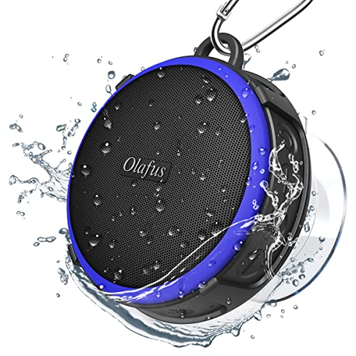 Olafus Waterproof Shower Bluetooth Speaker, Portable Wireless Outdoor Speaker, Clip & Suction Cup, 10H Playtime for Bathroom, Pool, Beach, Boating, Hiking