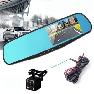 Besuso 4.3 Inch Car DVR Rearview Mirror Driving Video Recorder Lens Dash Camera 1080P IPS Front and Rear Camera Dash Cam