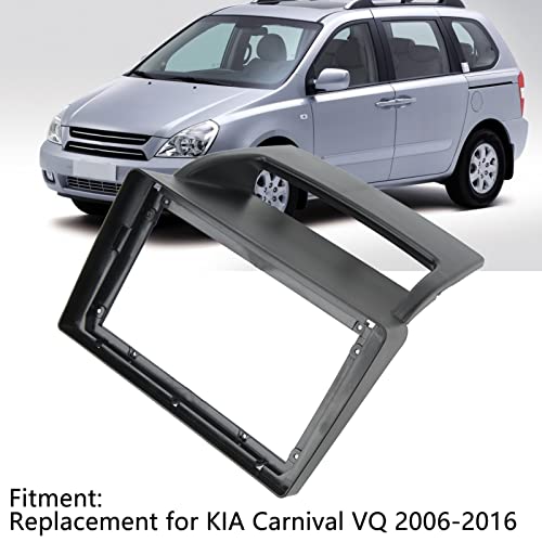 Qiilu Car Stereo Dash Radio Fascia Kit, 9in Car Stereo Radio Fascia Seamless Fit Replacement for KIA Carnival VQ 2006‑2016