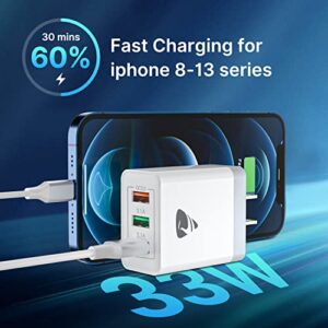 USB Wall Charger, Yosou 3-Port Fast Charging Block 33W Quick Charge 3.0 Wall Charger Plug USB Cube Power Adapter Charger Block for iPhone Xs/XS Max/XR/X/8/7/6, Samsung, LG, Tablets, Kindle and More
