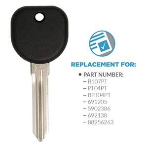 Keyless2Go Replacement for New Uncut PK3 Transponder Ignition Car Key B107 PT04 (2 Pack)