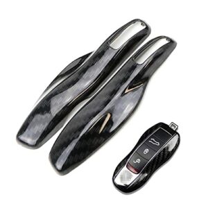 ijdmtoy direct replacement black carbon fiber pattern key fob side panel trims compatible with porsche cayenne panamera macan 911, etc