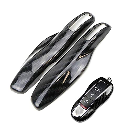 iJDMTOY Direct Replacement Black Carbon Fiber Pattern Key Fob Side Panel Trims Compatible with Porsche Cayenne Panamera Macan 911, etc