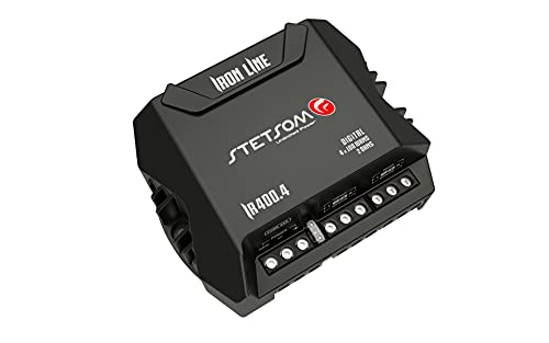 Stetsom IR 400.4 2 Ohms Compact Digital 4 Channels Amplifier, IRON LINE, 400 Watts RMS 400x4, 2Ω Stable, Multichannel Digital Car Audio Amp TS, Full-Range Sound Quality, Crossover