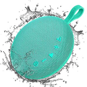 insmy waterproof bluetooth speakers, ip67 floatable, portable wireless small shower speaker, punchy bass loud sound, stereo pairing, 24h playtime, hands-free clear call for beach kayak canoe (mint)