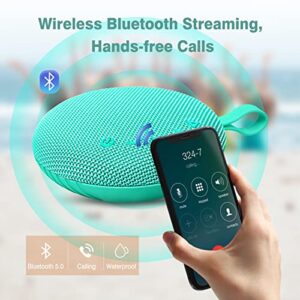 INSMY Waterproof Bluetooth Speakers, IP67 Floatable, Portable Wireless Small Shower Speaker, Punchy Bass Loud Sound, Stereo Pairing, 24H Playtime, Hands-Free Clear Call for Beach Kayak Canoe (Mint)