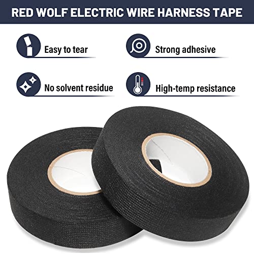 RED WOLF ISO Radio Wire Connector Male & Female w/Wiring Harness Tape 5 Rolls for Peterbilt Freightliner Semi Truck International Volvo Sterling Mack Kenworth Stereo Protection Noise Damping