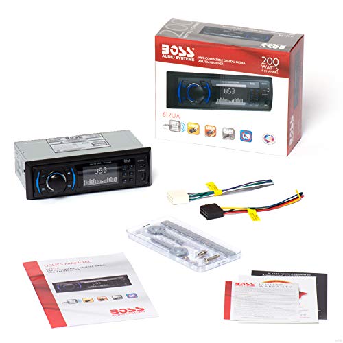 BOSS Audio Systems 612UA Multimedia Car Stereo - Single Din, No CD DVD Player, MP3, USB Port, AUX Input, AM/FM Radio Receiver