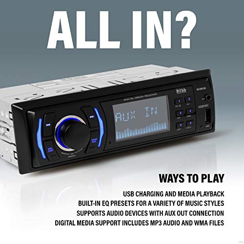 BOSS Audio Systems 612UA Multimedia Car Stereo - Single Din, No CD DVD Player, MP3, USB Port, AUX Input, AM/FM Radio Receiver