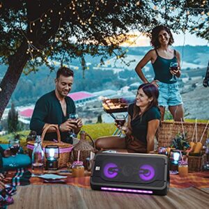 Altec Lansing Shockwave Wireless Party Speaker, Travel Bluetooth Speaker with Rechargeable Battery, Portable Sound System with Microphone (Renewed)