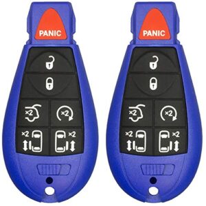 2 new blue keyless entry 7 buttons remote start car key fob m3n5wy783x, iyz-c01c for town country dodge grand caravan volkswagen routan