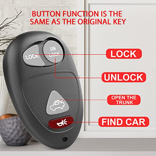 Keyless Entry Remotes Car Key Fob Compatible with Buick Century/Pontiac Aztek 2001 2002 2003 2004 2005 FCCID: L2C0007T 10335582-88, Self-Programming (Pack of 2)