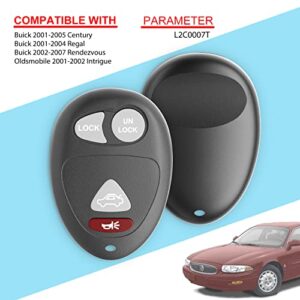 Keyless Entry Remotes Car Key Fob Compatible with Buick Century/Pontiac Aztek 2001 2002 2003 2004 2005 FCCID: L2C0007T 10335582-88, Self-Programming (Pack of 2)