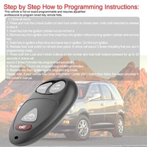 Keyless Entry Remotes Car Key Fob Compatible with Buick Century/Pontiac Aztek 2001 2002 2003 2004 2005 FCCID: L2C0007T 10335582-88, Self-Programming (Pack of 2)