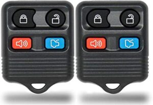2 new keyless entry 4 button remote car key fob fobik escape compatible with mustang expedition explorer focus fusion taurus escort lincoln navigator town car mercury diy programming (2 pack)