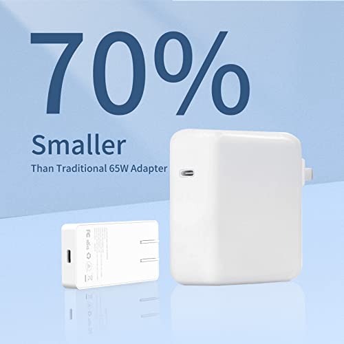 Ultra Slim PD 65W GaN Charger - Fast Wall Charger Power Adapter Compact Foldable Plug for Notebook MacBook Pro/Air, iPhone 14/Plus/Pro Max/13/12, Galaxy S22/S21