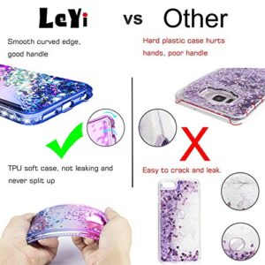 iPod Touch 7th Generation Case, iPod Touch Case 7th/ 6th/ 5th with [2 Pack] Screen Protector for Girls Kids, LeYi Glitter Bling Liquid Cute TPU Clear Phone Case for iPod Touch 7 6 5 (Teal/Purple)