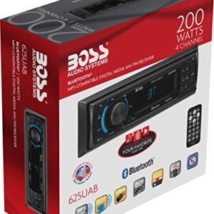 BOSS Audio Systems 625UAB Multimedia Car Stereo - Bluetooth Audio And Hands Free Calling, Single Din, MP3 Player, No CD/DVD Player, USB Port, AUX Input, AM/FM Radio Receiver