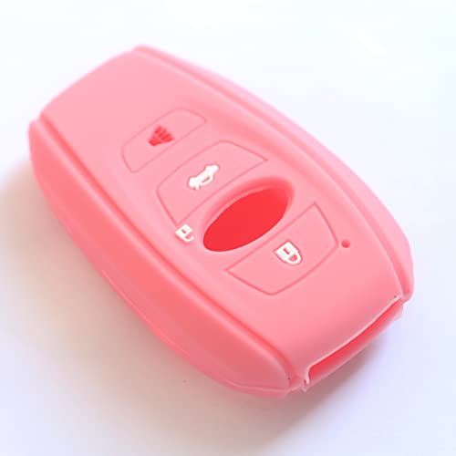 kcpros 2Pcs Rubber Silicone 4 Buttons Smart Key Fob Cover Case Skin Protector Keyless with Keychain Compatible with Subaru Ascent BRZ Crosstrek Forester Impreza Legacy Outback STI WRX Black Pink