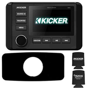 kicker kmc4 waterproof radio with stinger marine seadash3b universal marine 3″ radio dash kit – black