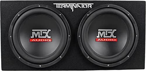 MTX Terminator TNP212D2 1200 Watt 2 Ohm Dual 12 Subwoofers/Sub Box/Amp Package Bundle with Rockville RXC2D 2 Farad Stiffening Power Capacitor & RWK81 Amp Installation Wire Kit (3 Items)