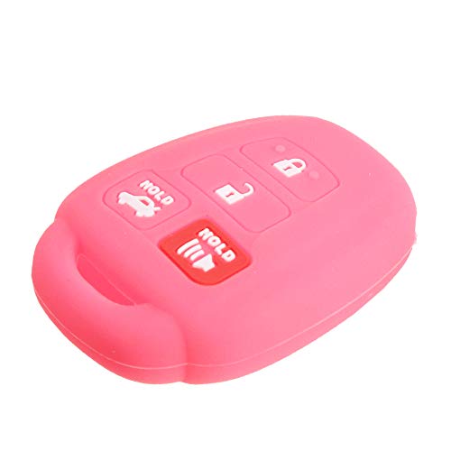 EXUNTECH 2Pcs Rubber Silicone Key Fob Cover Remote Keyless Protector Bag Holder for Toyota Camry Avalon Corolla RAV4 Highlander Venza HYQ12BDM, Black Pink