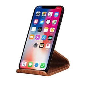 samdi cell phone stand, iphone wood dock: cradle, holder for switch all android smartphone, iphone 6 6s 7 8 x plus 5 5s 5c accessories desk – ( black walnut )