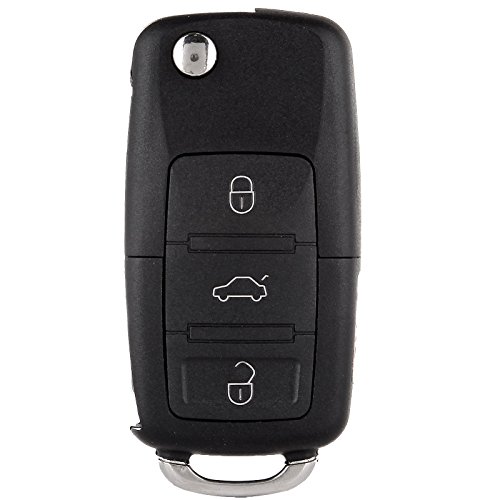 SCITOO Keyless Entry Remote Flip Key FOB Shell 1PC 4 Buttons Replacement for Volkswagen Golf Jetta Passat HLO1J0959753AM