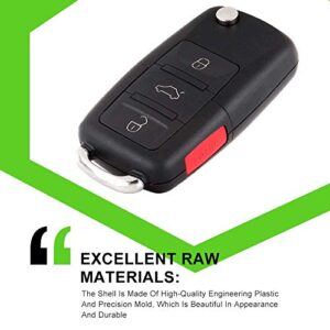 SCITOO Keyless Entry Remote Flip Key FOB Shell 1PC 4 Buttons Replacement for Volkswagen Golf Jetta Passat HLO1J0959753AM