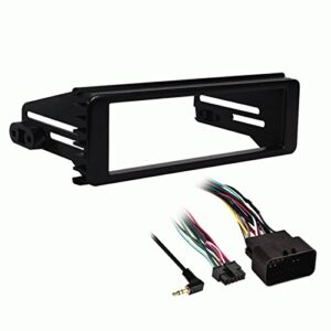 JVC KD-R690S Single DIN in-Dash CD/AM/FM Car Stereo Receiver Bundle Combo with Install Dash Kit + Handle Bar Control + Enrock Antenna for 98 2013 Harley Touring Flht Flhx Flhtc Motorcycle Bike