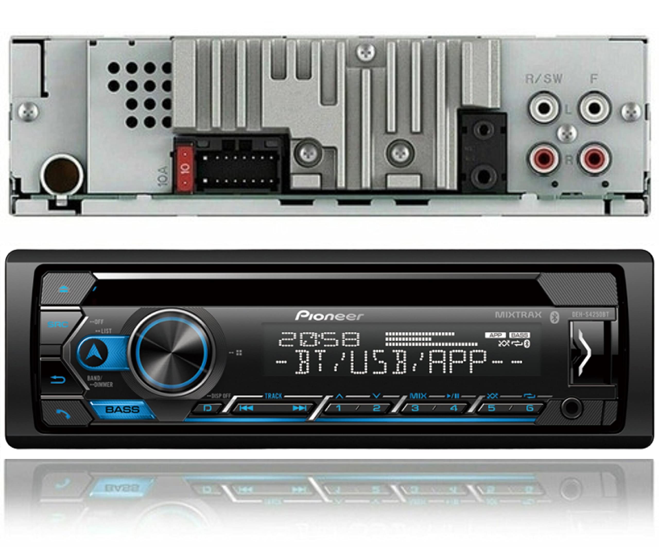 Pioneer Single-DIN in-Dash CD AM/FM Receiver MIXTRAX, Bluetooth, USB, Spotify, iPhone and Android Bundled with Alphasonik Earbuds