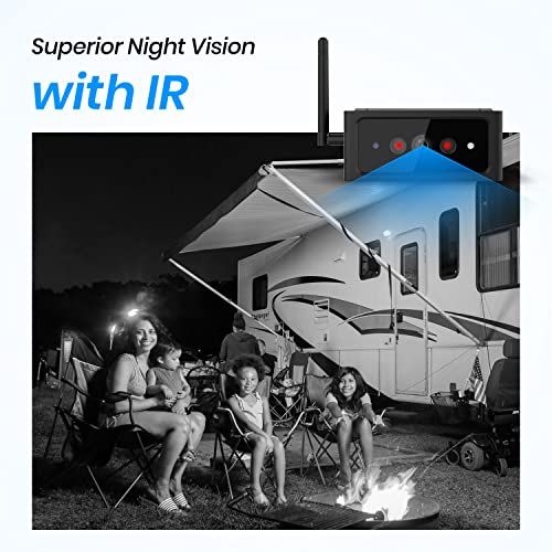 Solar RV Backup Camera Wireless with HD 1080P 6600 Solar Powered Battery, 10Mins Installation, Reverse Hitch Trailer Guide Camera with 7" Rear View Monitor for Camper, Truck (AUTO-VOX Solar4)