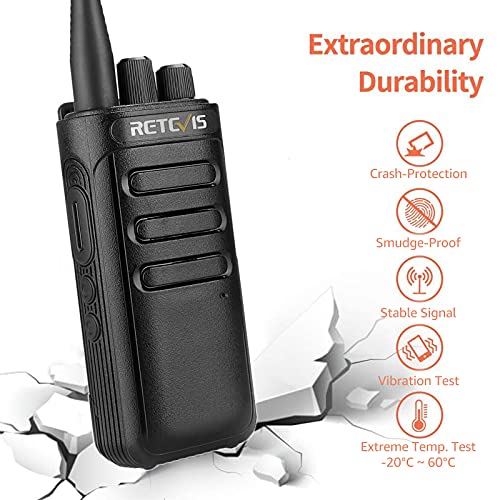 Retevis RB85 2 Way Radios Walkie Talkies Long Range, Noise Cancelling High Power Two Way Radios,16CH 2000mAh Rechargeable Walkie Talkies for Commercial Use School Security (6 Pack)