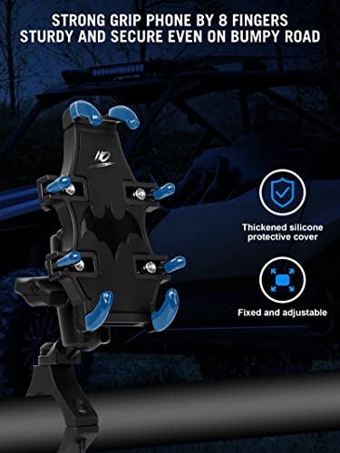 UTV Phone Mount, 360°Rotation ATV Phone Holder Easily Install on 1.75-2" Roll Bar, One Hand Operation Phone Carrier, 8 Claws and Aluminum Alloy Sturdy to Hold 4.7"-7.1" Devices for UTV, SXS