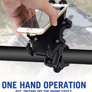 UTV Phone Mount, 360°Rotation ATV Phone Holder Easily Install on 1.75-2" Roll Bar, One Hand Operation Phone Carrier, 8 Claws and Aluminum Alloy Sturdy to Hold 4.7"-7.1" Devices for UTV, SXS