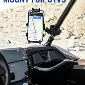 UTV Phone Mount, 360°Rotation ATV Phone Holder Easily Install on 1.75-2" Roll Bar, One Hand Operation Phone Carrier, 8 Claws and Aluminum Alloy Sturdy to Hold 4.7"-7.1" Devices for UTV, SXS