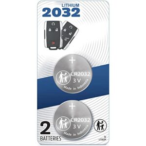 (2 pack) cr2032 2032 remote key fob battery oem for 2014-2021+ compatible with chevrolet chevy colorado silverado tahoe canyon sierra yukon smart key remote case shell (fcc id m3n-32337200, 32337100)