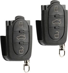 flip key fob keyless entry remote shell case & pad fits vw beetle cabrio golf jetta passat 1998 1999 2000 2001 (hlo1j0959753f), set of 2