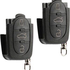 Flip Key Fob Keyless Entry Remote Shell Case & Pad fits VW Beetle Cabrio Golf Jetta Passat 1998 1999 2000 2001 (HLO1J0959753F), Set of 2