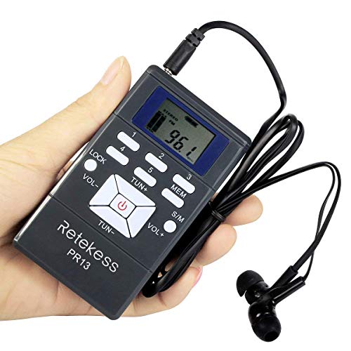 Retekess PR13 Portable Receiver, Mini FM Radio DSP with 24 Hour Clock for Drive-in Church, Teaching, Simultaneous Translation, Meeting, Tour Guide, Mental Hospital, Correctional Center(10 Pack)