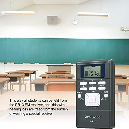 Retekess PR13 Portable Receiver, Mini FM Radio DSP with 24 Hour Clock for Drive-in Church, Teaching, Simultaneous Translation, Meeting, Tour Guide, Mental Hospital, Correctional Center(10 Pack)