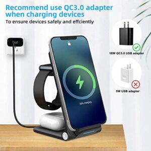 Wireless Charging Station,3 in 1 Wireless Charger Stand,Fast Charging Station Foldable, Compatible with iPhone 12/14/13/11/Pro/Max/XS/Max/XR/XS/X, iWatch 8/7/6/SE/5/4/3/2, Airpods Pro/3/2 etc