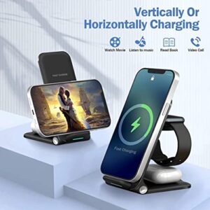 Wireless Charging Station,3 in 1 Wireless Charger Stand,Fast Charging Station Foldable, Compatible with iPhone 12/14/13/11/Pro/Max/XS/Max/XR/XS/X, iWatch 8/7/6/SE/5/4/3/2, Airpods Pro/3/2 etc