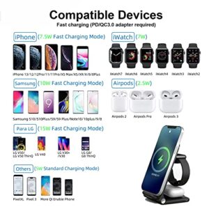 Wireless Charging Station,3 in 1 Wireless Charger Stand,Fast Charging Station Foldable, Compatible with iPhone 12/14/13/11/Pro/Max/XS/Max/XR/XS/X, iWatch 8/7/6/SE/5/4/3/2, Airpods Pro/3/2 etc