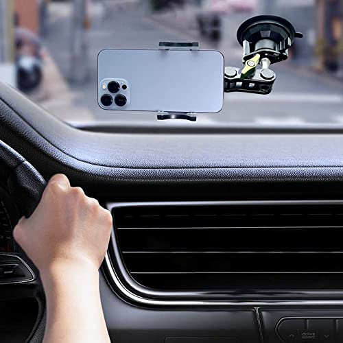 soputry Universal Ball Head Arm for Phone, 2023 New 360° Rotating Car Phone Holder Mount, Ballhead Magic Arm Suction Cup Phone Holder for Car Dashboard Windshield (Black)