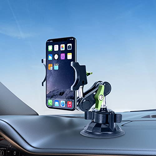 soputry Universal Ball Head Arm for Phone, 2023 New 360° Rotating Car Phone Holder Mount, Ballhead Magic Arm Suction Cup Phone Holder for Car Dashboard Windshield (Black)