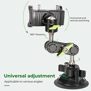 soputry Universal Ball Head Arm for Phone, 2023 New 360° Rotating Car Phone Holder Mount, Ballhead Magic Arm Suction Cup Phone Holder for Car Dashboard Windshield (Black)