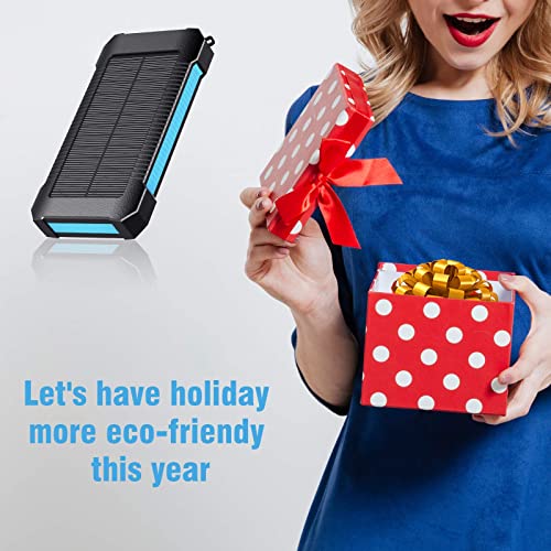 SSENBONO Solar Power Bank 30000 mAh, Wireless Portable Charger Solar Panel External Battery Type-C 5V Dual USB with LED Flashlight (Waterproof, Dustproof, Shockproof) Compatible with iOS & Android