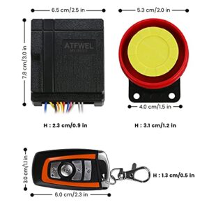 ATFWEL Waterproof Motorcycle Alarm System 12V Motorcycle Anti-Theft Alarm Security System Remote Control Horn Alarm Warner Adjustable 5 Sensitivity Levels