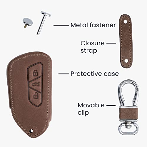 kwmobile Key Cover Compatible with VW Golf 8 - Dark Brown